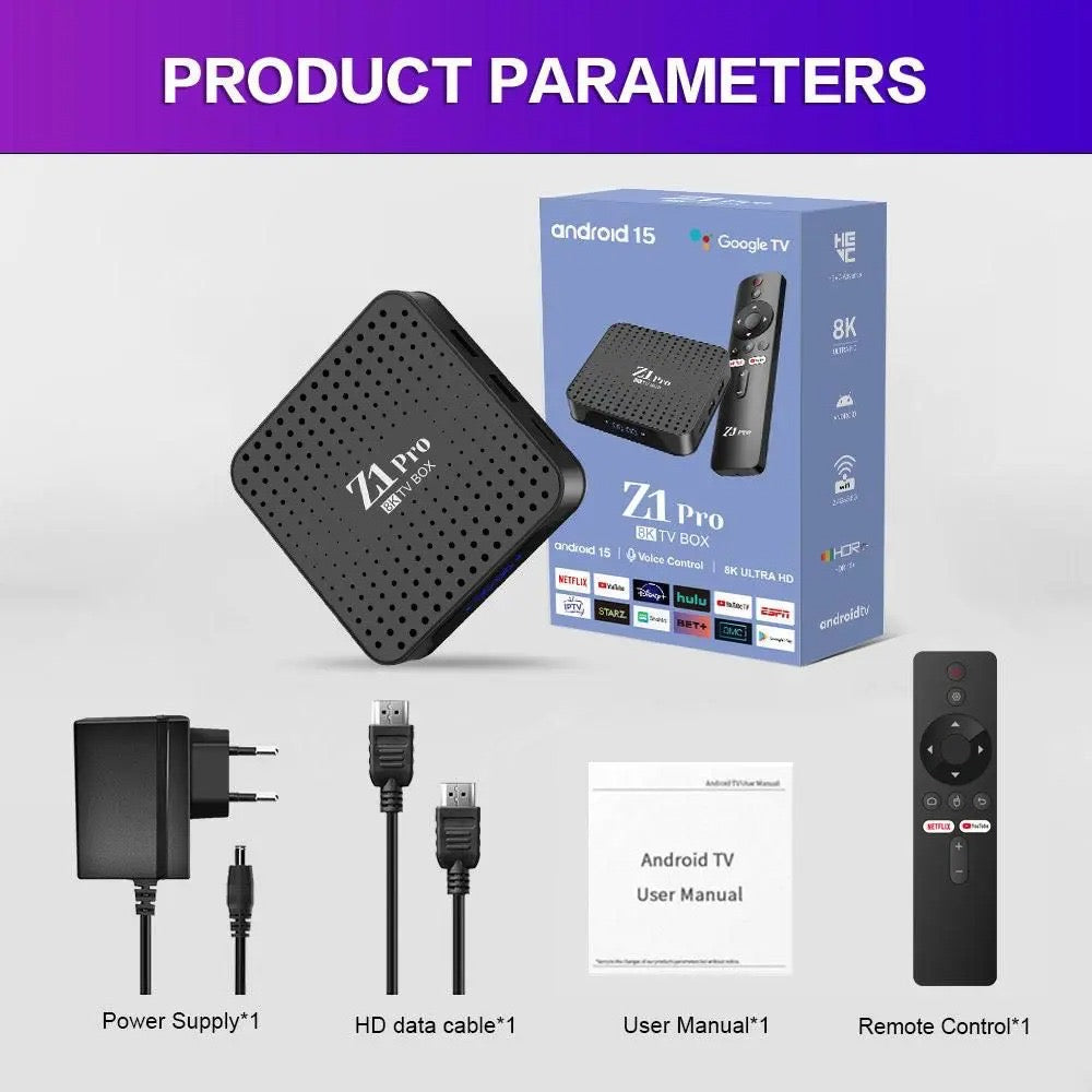 Z1 Pro – Android TV Box 8GB RAM | 128GB Storage | Voice Remote | Bluetooth