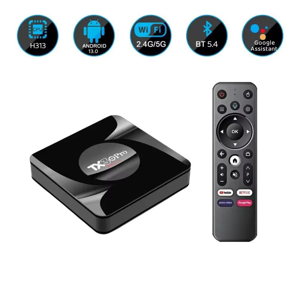 TX30 Pro Android TV Box – 8GB RAM | 128GB ROM | Android 13