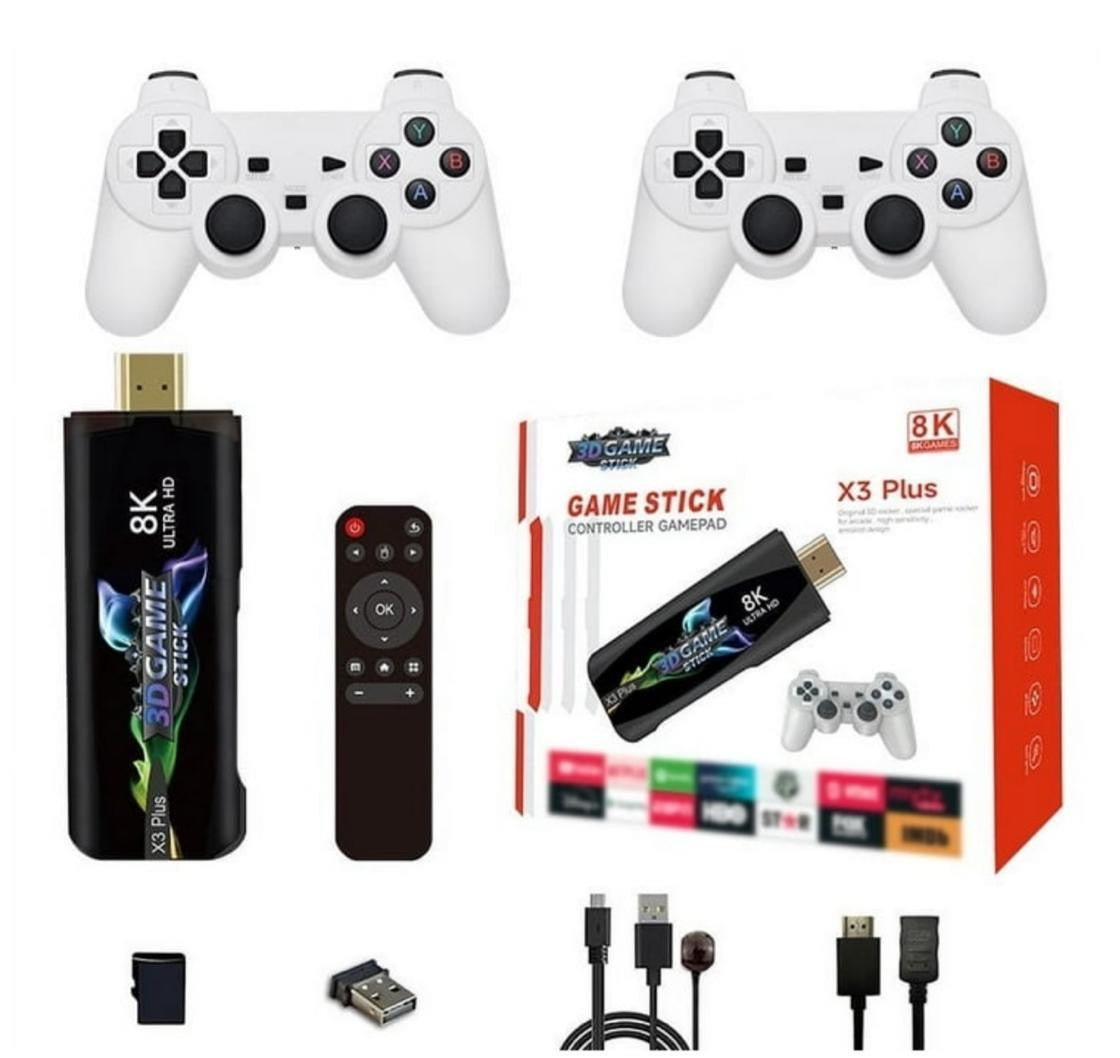 X3 Pro Plus Gaming Stick – 64GB Card | 2.4GHz Dual Wireless Controllers | 30,000+ Classic Games | 4K/8K HDMI Plug & Play