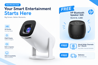 P30 Smart LED Projector – 4K Support | Android OS | WiFi + Bluetooth | Home Cinema Ready