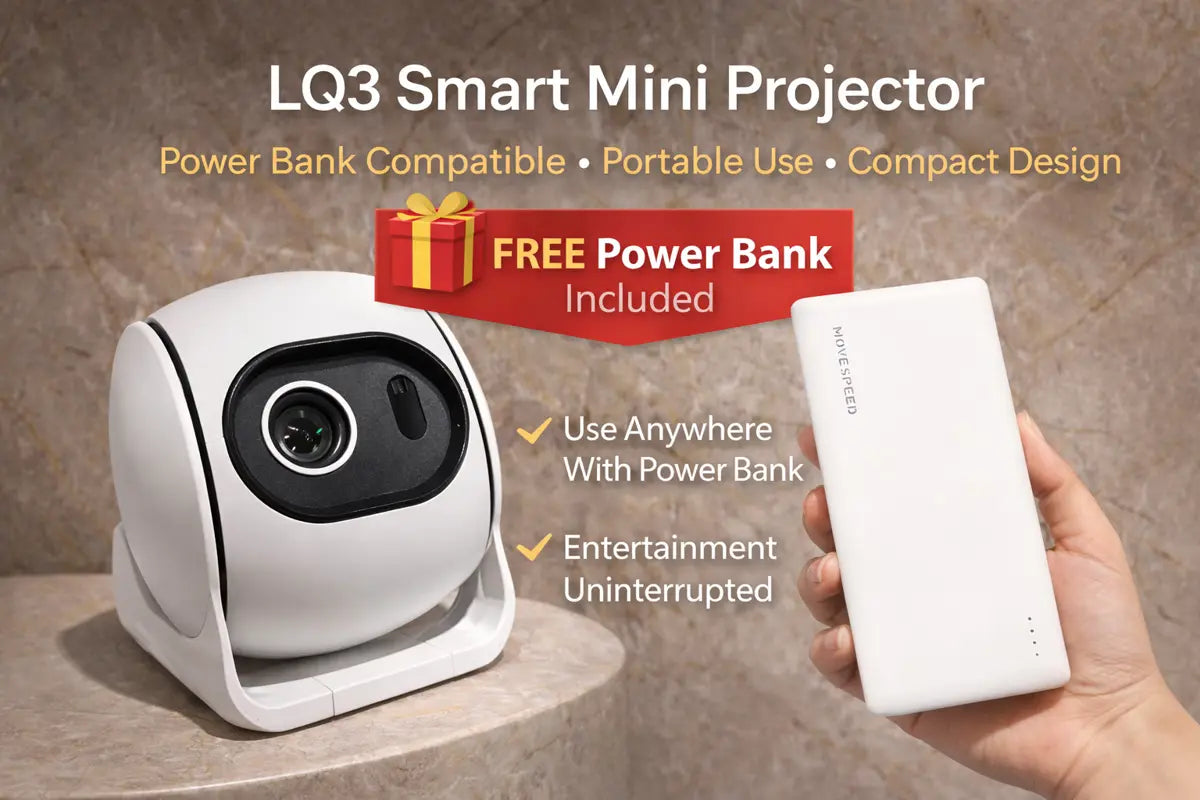 LQ3 Smart Mini Projector with FREE Power Bank | Portable Cinema