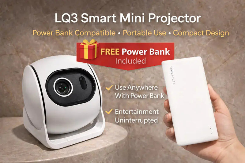 LQ3 Smart Mini Projector with FREE Power Bank | Portable Cinema - Laptoys