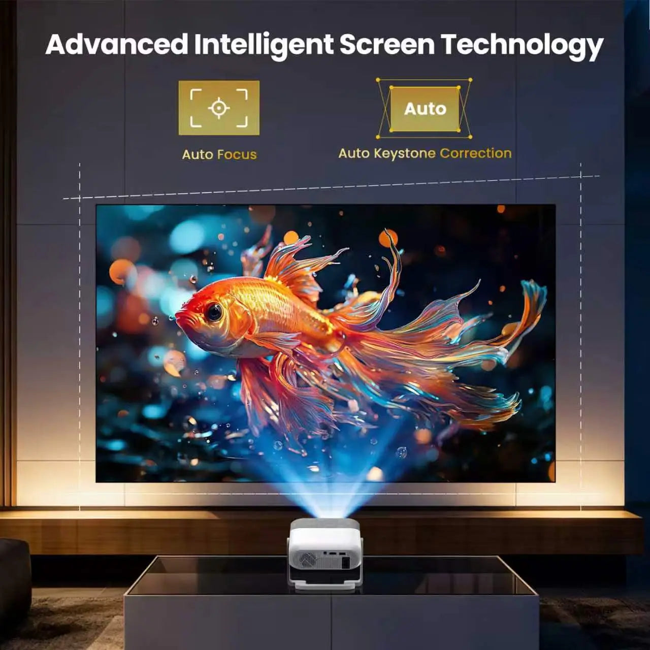 XNano HA116 Smart Projector – Native 1080P | Android 14 | 350 ANSI | Auto Focus | WiFi & Bluetooth