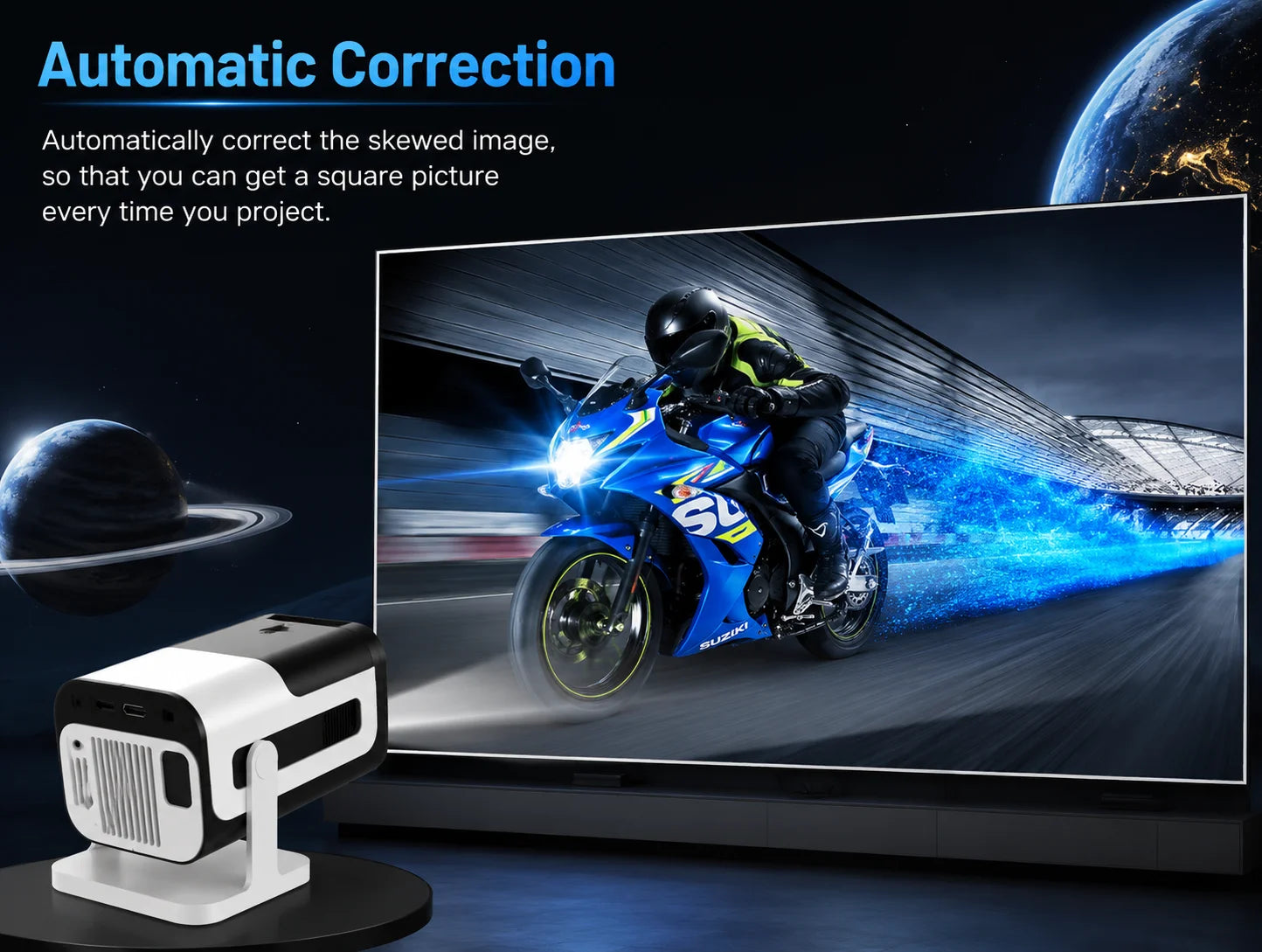 JY320 Smart Android Projector – 720P HD, Android 13, Dual WiFi & Bluetooth 5.1