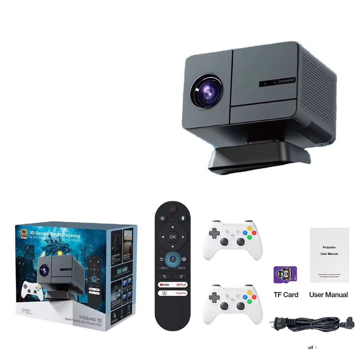 P50 Max Smart Projector – 8K | Android 11 | 800 ANSI | 52000 Retro Games