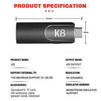K8 HDMI Game Stick Lite – 30,000+ Retro Games, 2 Wireless Controllers