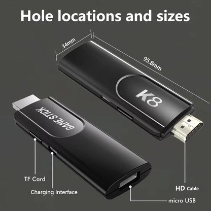 K8 HDMI Game Stick Lite – 30,000+ Retro Games, 2 Wireless Controllers