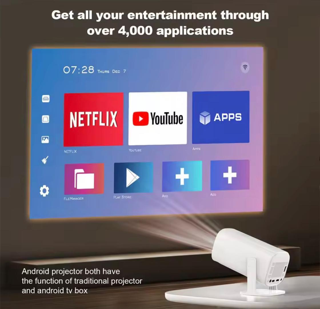 P30 Smart LED Projector – 4K Support | Android OS | WiFi + Bluetooth | Home Cinema Ready