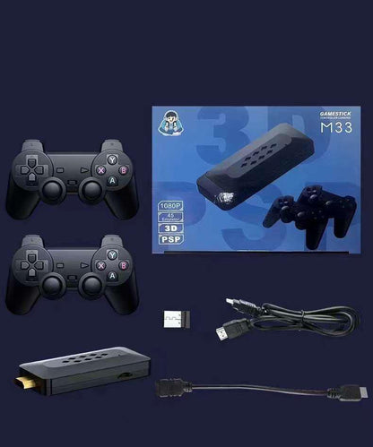 M33 Gaming Stick – 64GB TF | 30000+ Classic Games | 2.4G Wireless Controllers | 4K HDMI Plug & Play Console