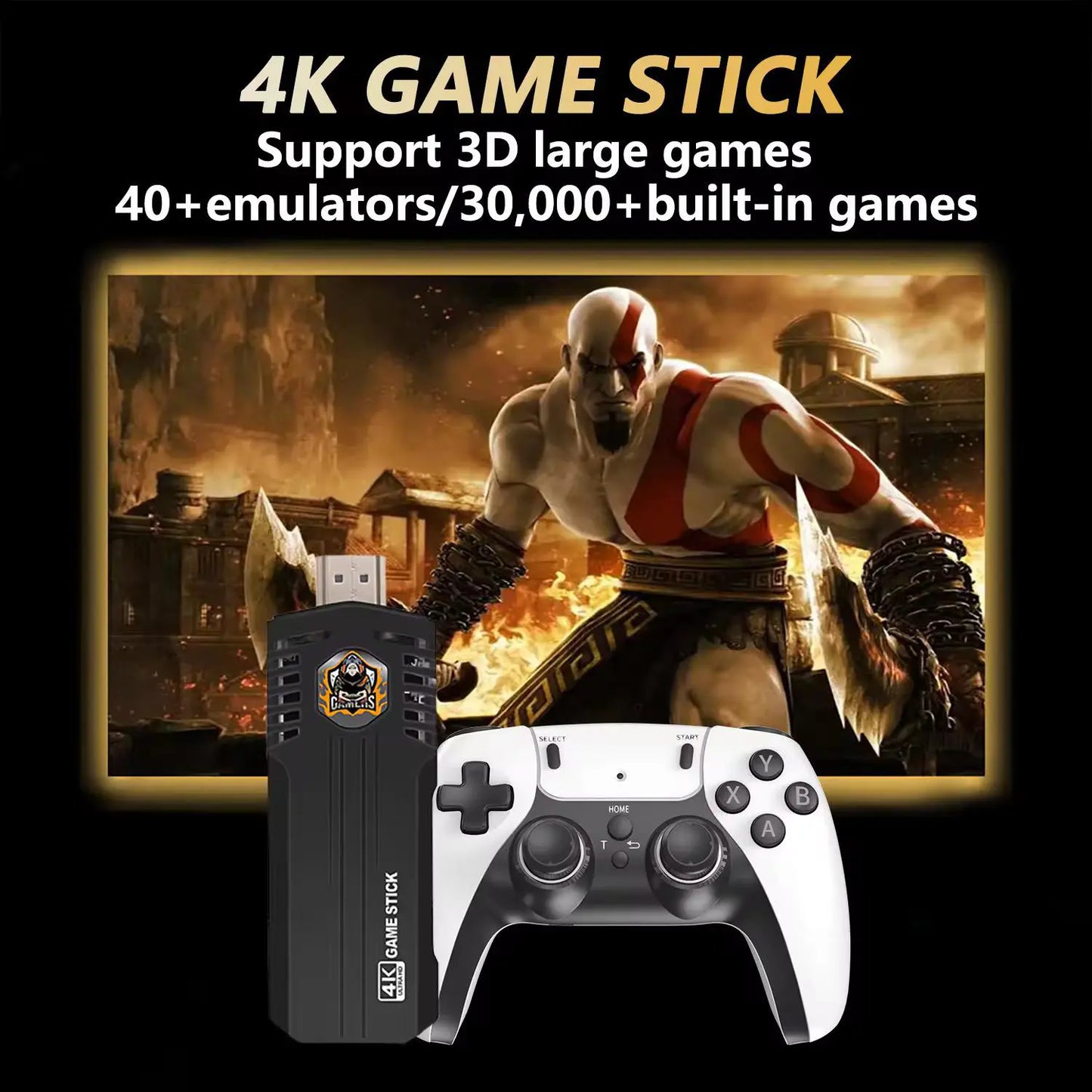 X8 Pro Gaming Stick – 64GB Card | 30,000+ Built-in Retro Games | Dual 2.4GHz Wireless Controllers | 4K HDMI Plug & Play Console