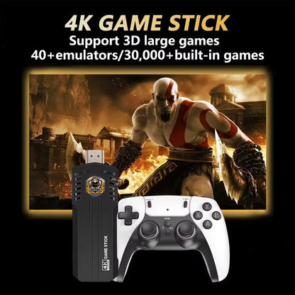 X8 Pro Gaming Stick – 64GB Card | 30,000+ Built-in Retro Games | Dual 2.4GHz Wireless Controllers | 4K HDMI Plug & Play Console