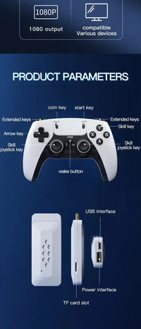 M22 Retro Gaming Stick – 64GB | 30,000+ Built-in Games | 2.4GHz Wireless Controllers | 4K HDMI Plug & Play Console