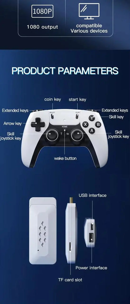 M15 (64GB) HDMI Game Stick Lite Console – 2.4G Wireless Controllers – 4K – 20,000 Video Game Retro Box – Plug and Play