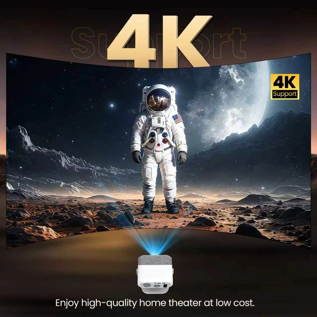 XNano HA116 Smart Projector – Native 1080P | Android 14 | 350 ANSI | Auto Focus | WiFi & Bluetooth